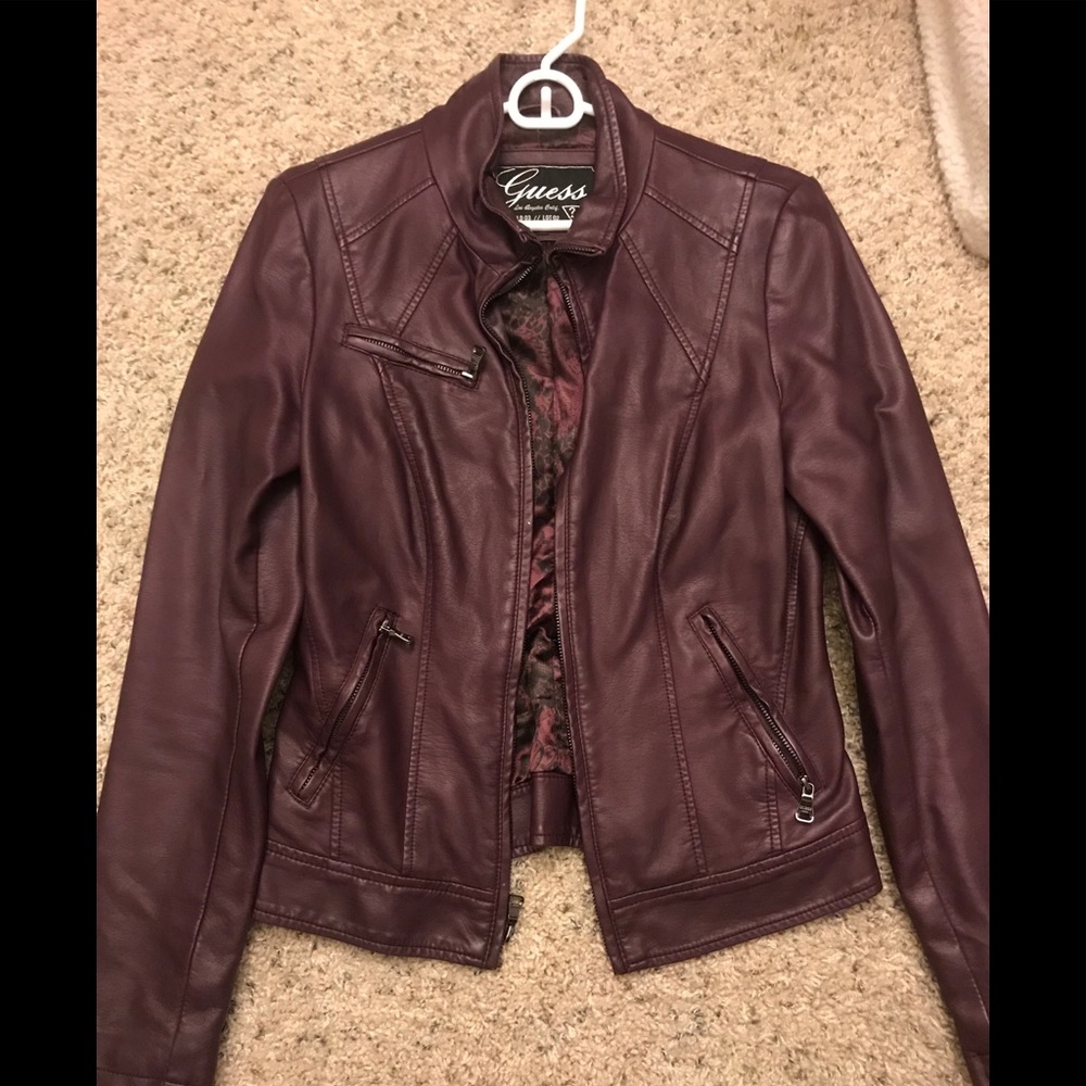 Guess Purple Leather Jacket